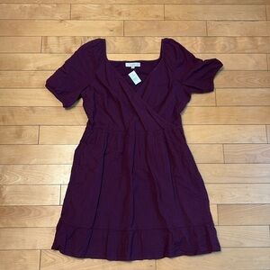 100% Cotton LOFT Plum Ruffle Dress